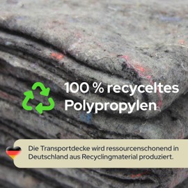 Packing blankets, furniture packing blankets, approx. 300 g/m2, grey, 130 x 190 cm, made in Germany, durable moving blankets, furniture blankets, recycled material, transport blankets, all-purpose blankets.