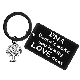 Xiahuyu Step Parent Keychain Gifts DNA Doesn't Make You Family Love Does Keychain Step Mom Gifts Step Dad Keychain Adoption Gifts Christmas Birthday Gifts