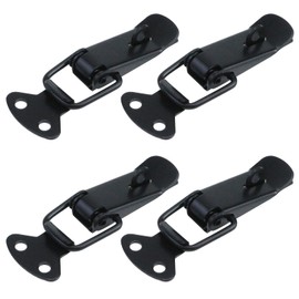 Antrader 4Set Black 201Stainless Steel Hardware Cabinet Boxes Spring Loaded Latch Catch Toggle Hasp with Screws, 2 1/4" Length with Lock Hole