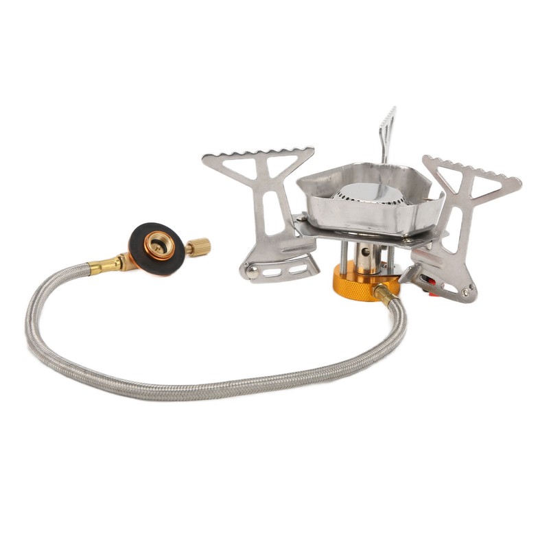 Camping Gas Stove Stainless Steel Strong Durable Windproof Electronic Ignition