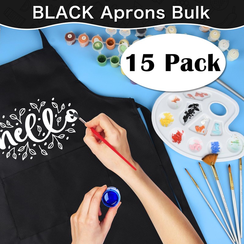 PLULON 20 Pcs Kids Apron Adjustable Kids Chef Apron Set