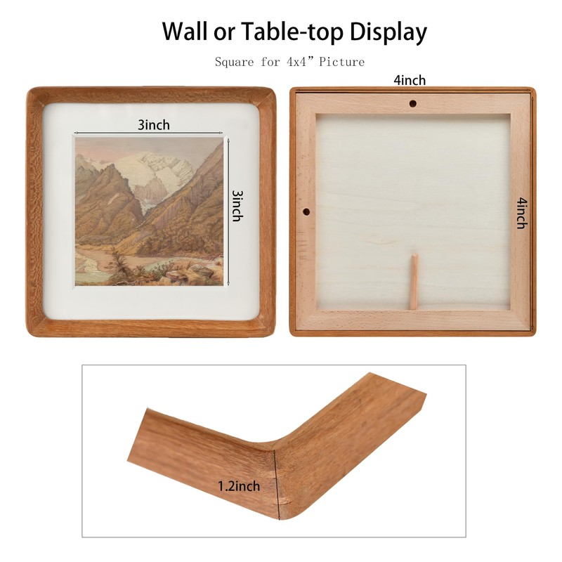 Recuerdos 5x5 Picture Frame in Natural Teak Wood,Square 5x5 Frame