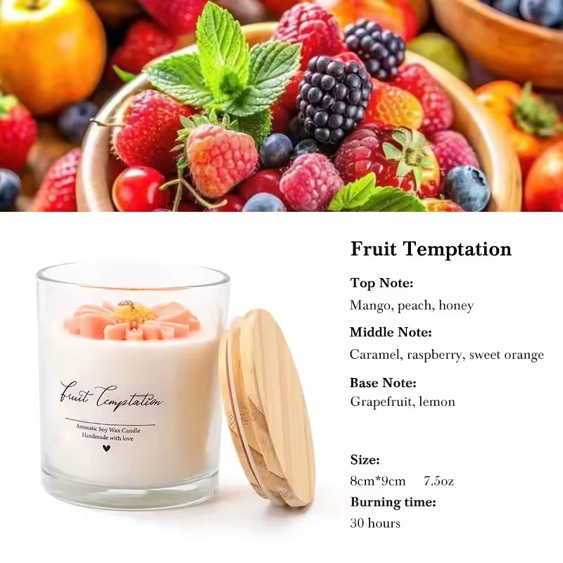 AIKUN Luxury Handmade Peony Flower Scented Candle Soy Wax Glass