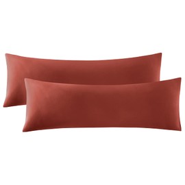 KKJIAF 2 Pack Body Pillowcases, 1800 Thread Count Microfiber Body Pillow Cover with Envelope Closure, Soft and Breathable Body Pillowcase Set, 20 x 60 Inch (Orange Rust)