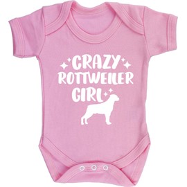 Hippowarehouse Crazy rottweiler girl - dog baby vest bodysuit (short sleeve) boys girls