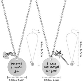 AICase Wicked Merch the Musical Necklace Because I Knew You I Have Been Changed for Good Wicked Gifts Merchandise for Sister Friendship BFF Couples Gifts Necklace Set of 2