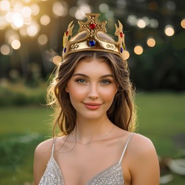 VZQI Soft Gold Crown King Crown Prince Crown Dress Up Costume Birthday Accessory