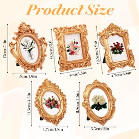 Meyeyaia 15 Pcs Mini Vintage Picture Frames, Gold Tiny Baroque Ornate Oval Rectangle Small Vintage Picture Frames Table Photo Holder Bulk for Photography Holiday Party Hotel Home Wedding Decor