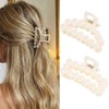 CAKURE Pearl Hair Clips White Medium Claw Clips Non Slip