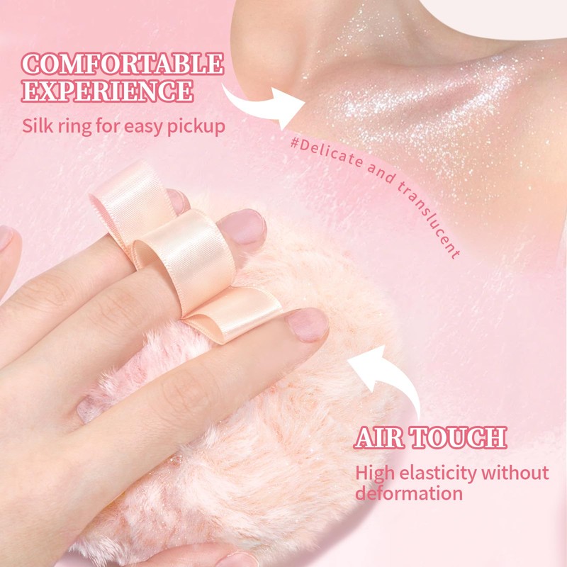 Noerrors Body Glitter Powder Puff Body Shimmer Powder Plush Peach
