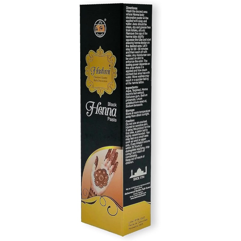 HENNA PARA TATUAJE HASHMI 1 PIEZA (Negro)
