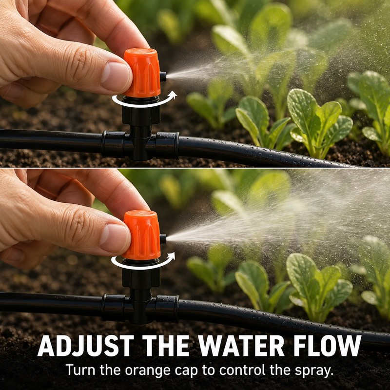 Adjustable Misting Nozzles for Drip Irrigation – 25-Piece Plastic Sprinkler