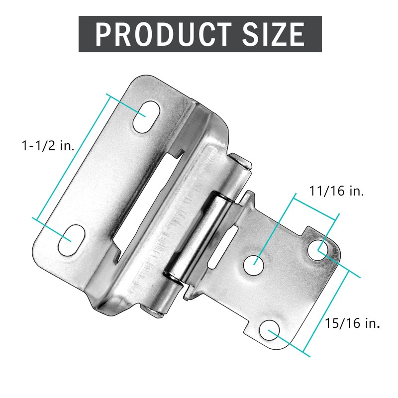 60 Pack 30 Pairs Wrap Around Cabinet Hinges, Brushed Nickel