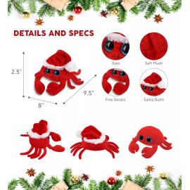 DolliBu Santa Big Eye Crab Stuffed Animal Plush with Santa Claus Outfit, 6 Inch
