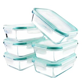 YEBODA Glass Food Storage Containers with Airtight Snap Locking Lids BPA Free Meal Prep Container Set For Home Kitchen Restaurant - Freezer, Microwave, Oven, Dishwasher Safe [23oz, 6 Pack]