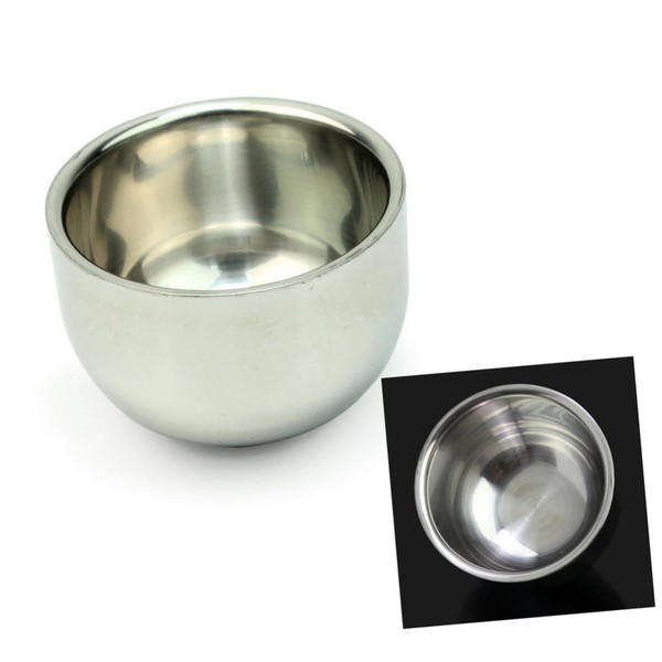Mikinona Men's Stainless Steel Shaving Bowl Shave Soap Cup for