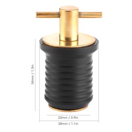 Marine Drain Plug, KIMISS 1in Rubber Brass Drain Plug T‑Handle TWIST-IN Hull Livewell Boat Drain Plug Boat for Hull Livewell Boat Bilge Transom