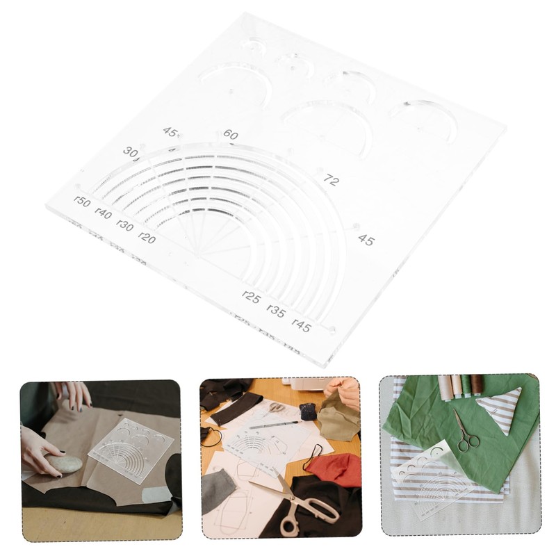 DOITOOL Acrylic Quilting Ruler Set Multi Functional Semicircle Cutter Template
