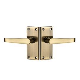Designer Levers - Victorian Straight Lever Door Handles - Antique Brass - 1 Pair - Latch Door Handle - Interior Use - Short Latch