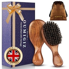 Cepillo de pelo de cerdas de jabalí pequeño desde 1965, artesanía británica, hecho a mano, mini cepillo de pelo de madera natural, cepillo para barba,