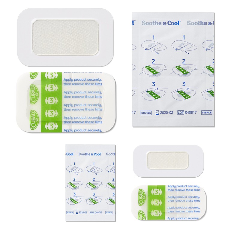 Curad Soothe & Cool Burn Bandages, Instant Cooling, Assorted Sizes,