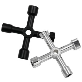 KornaDoz 2 Pack 4 Way Sillcock Key Set, Heavy Duty Steel Water Spigot & Faucet Key, Multi-Functional Utility Tool for Valves, Outdoor Hose Bibs, Portable with Bead Chain for Garden & Plumbing