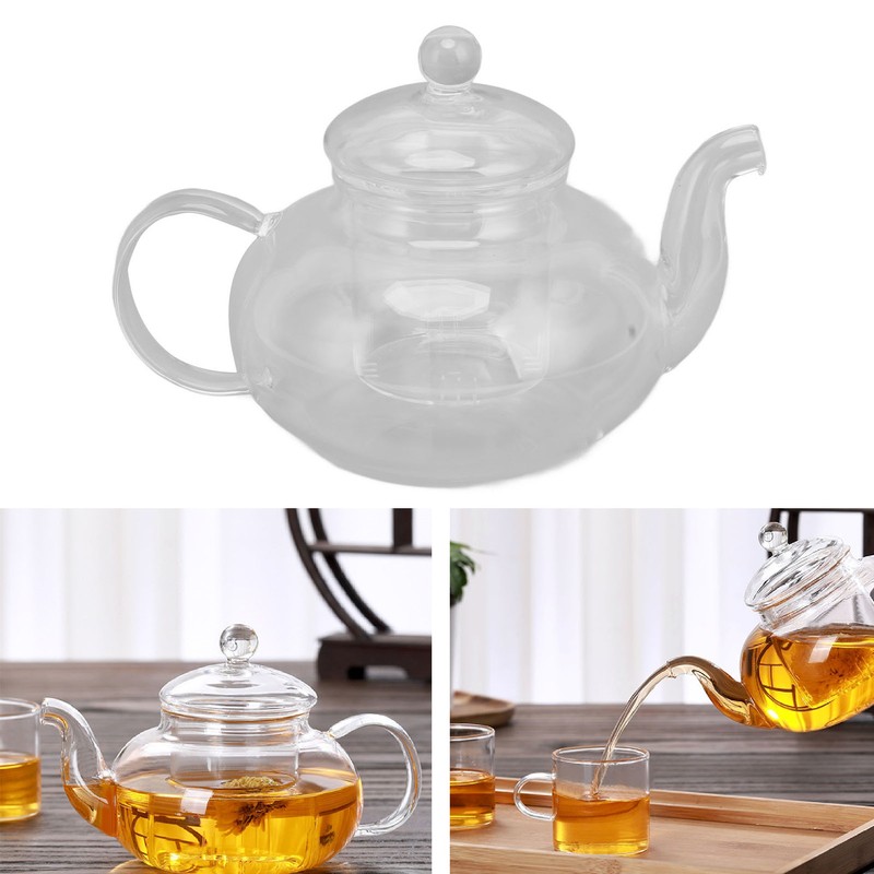 680ml Glass Teapot with Filter Heat Resistance Transparent Tea Kettle