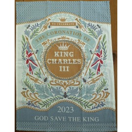 Ulster Weavers King Charles III Coronation 100% Cotton Tea Towel - Multicoloured - Limited Edition, Approx. 48 x 74 cms - Traditional Floral Embroidered
