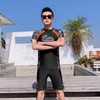 Men's Summer Split Rash Guard Set for Snorkeling & Surfing Korean L/White Floral 3ea