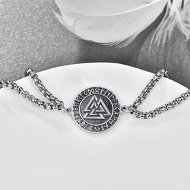 KINGWHYTE St Michael/St Christopher/Compass/Viking Bracelet 925 Sterling Silver Adjustable Medal Bracelet Religious Jewellery Birthday Gifts for Men Women, Sterling Silver