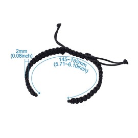 KISSITTY 50pcs Adjustable Black Braided Rope Half Finished Nylon Nautical Bracelet Surfer Cuff Anklet Cord (3.94" (10cm)