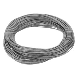 sourcing map 1/32" (1mm) 304 Stainless Steel Cable Wire Rope 7 x 7 Strands Core 50ft (15m) PVC Coated Aircraft Wire for Construction Outdoors Marine Rigging Decking Railings