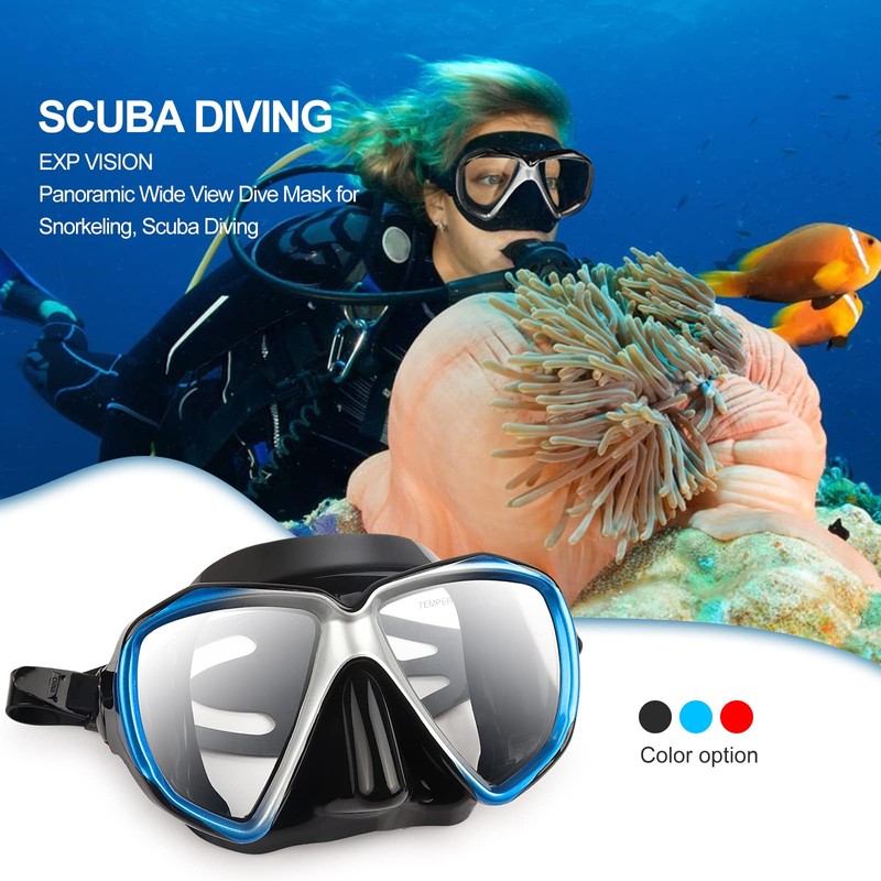 Snorkel Diving Mask, Panoramic HD Scuba Dive Mask Anti-Fog Swim