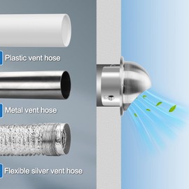 Cenipar Round Dryer Vent Cover, 4 Inch 304 Stainless Stee Dryer Vent Cover with Fly Mesh Scree,Rubber Seal Includes 2 Screw Ventilation Grill Hood