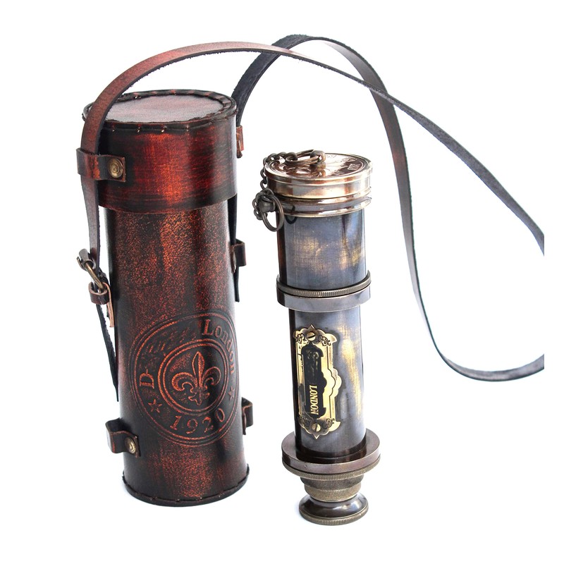 Vintage Brass Ship Telescope – Nautical Marine Spyglass for Sailing,