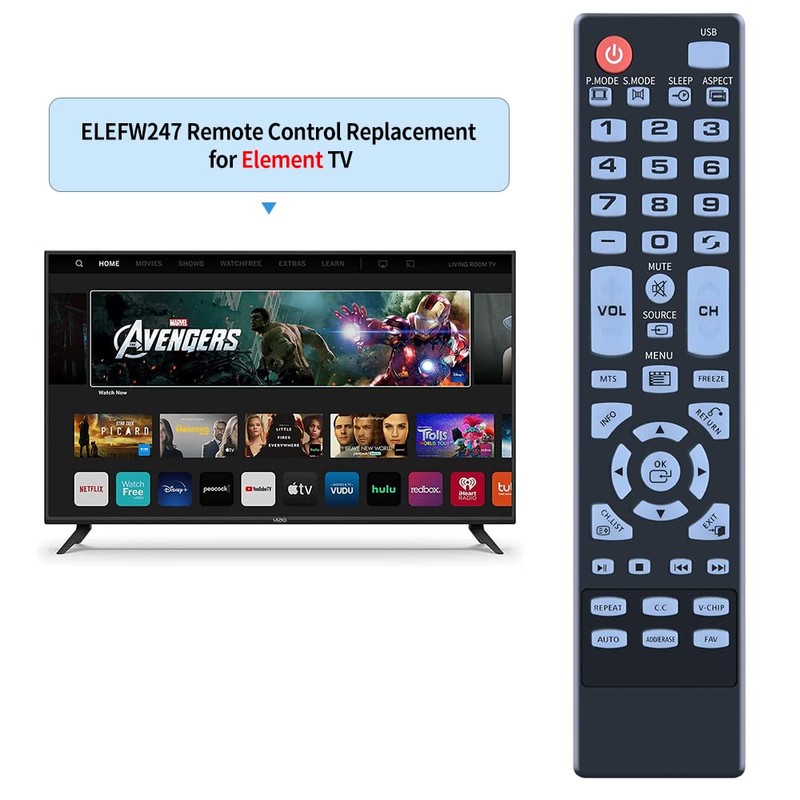Universal Replacement Remote Control fit for Element TV ELEFW195 ELEFT222