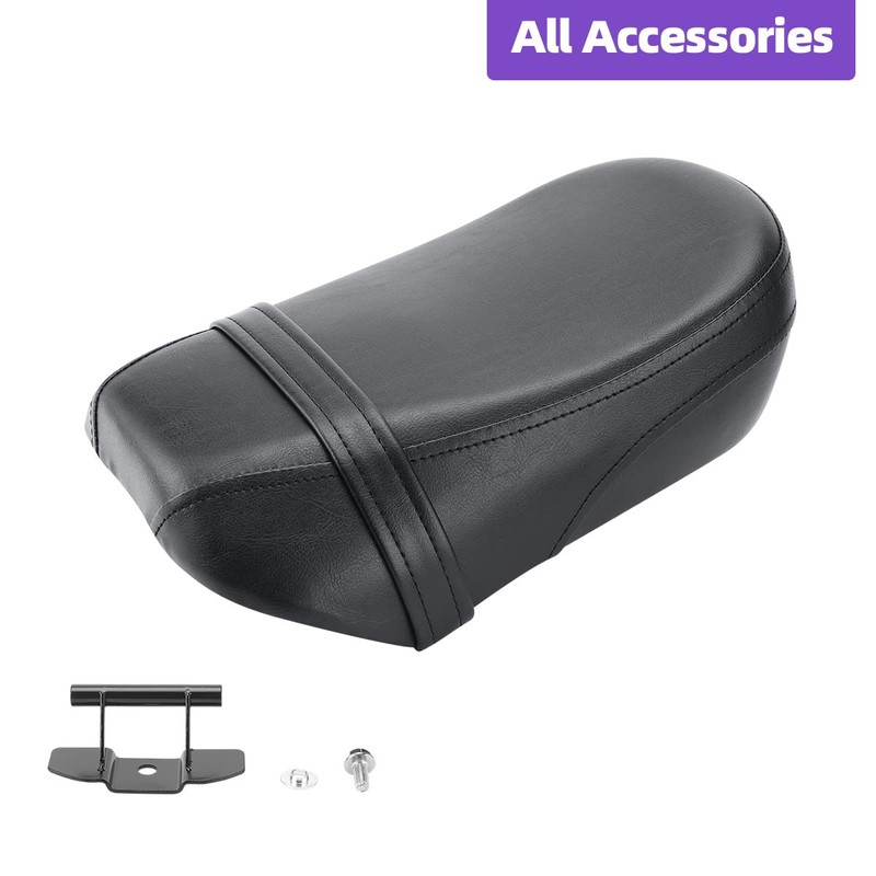 Motorcycle Rear Passenger Pillion Black Leather Seat Pad Fit for