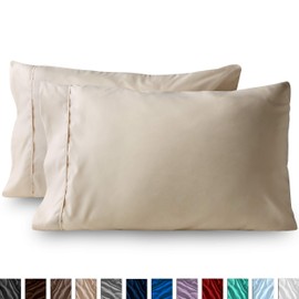 Bare Home Microfiber Pillow Cases - King Size Set of 2 - Cooling Pillowcases - Double Brushed - Sand Pillowcases 2 Pack - Easy Care (King Pillowcase Set of 2, Sand)