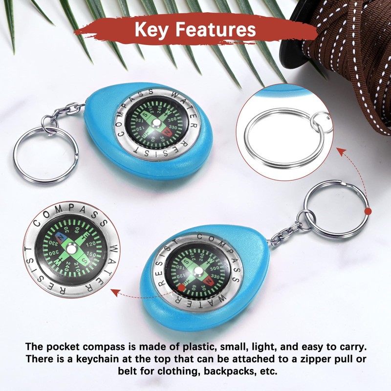TIXIPEM Keychain Compass [18PCS] - Survival Pocket Mini Compass Bulk