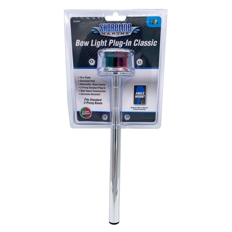 Shoreline Marine Chrome Plug-In Bow Light | Bi-Color 10" Angled