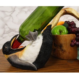 Ebros Acrobatic Drunken Tuxedo Emperor Penguin Wine Bottle Holder 8.5" Long Birds of Antarctica Happy Feet Storage Caddy Decorative Organizer Figurine Kitchen Centerpiece