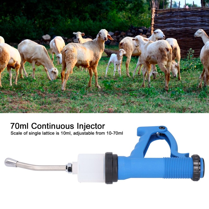 Continuous Syringe 70ml Adjustable Injector Veterinary Accessory for Pig Cattle