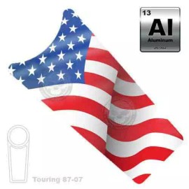 California Custom Parts Aluminum - Gas Tank Dash Insert Harley TOURING 87-07 - AMERICAN USA FLAG WAVE