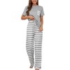 Atxnn Womens Pyjamas Cotton Pjs Set Round Neck Loungewear Striped