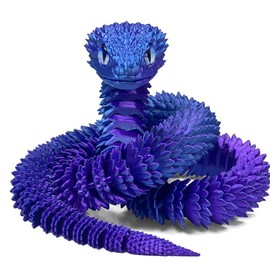 3D Printed Snake - 21 Inch Movable Articulated Snake, Perfect 3D Printed Animals for Educational Toys! Must-Have Toys for Kids and Collectors, Home Office Executive Desk Decor (Blue Purple)