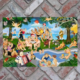 Global Designs Happy Days Party Ceramic Tile Wall Art Plaque Sign Picture By Beryl Cook Swimming Pool UV Printed Artwork 20x30cm