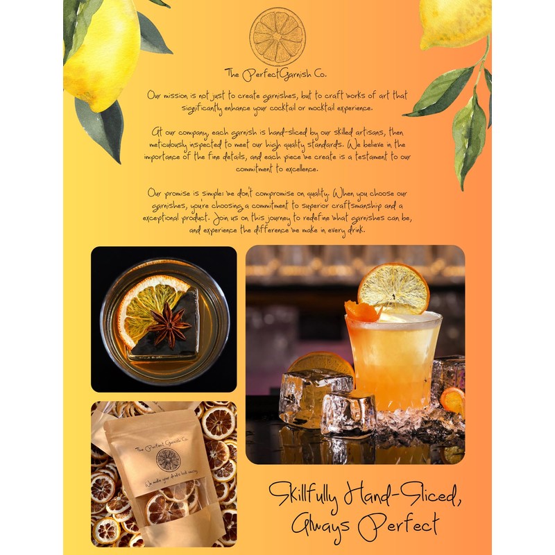 The Perfect Garnish Co. Dehydrated Orange Wheels - 30 Slices