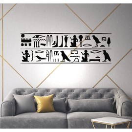 Vinyl Wall Decal Egyptian Pyramid Hieroglyphs Symbol Ancient Egypt Stickers Mural Large Decor (g2282) Black