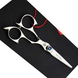 Purple Dragon 5.0 inch 440C Sliver Salon Hair Cutting Scissors Barber Shears with Bag- Perfect for Professional Hairdresser
