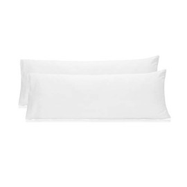 COTTON CRAFT Set of 2 Pillow Protectors- 220 Thread Count-100% Pure Combed Cotton- Sateen Weave- White- Body Pillow 21x54 inch- No Zipper- Pillow Not Included